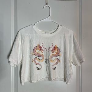 Garage Dragon Print Graphic Cropped Top